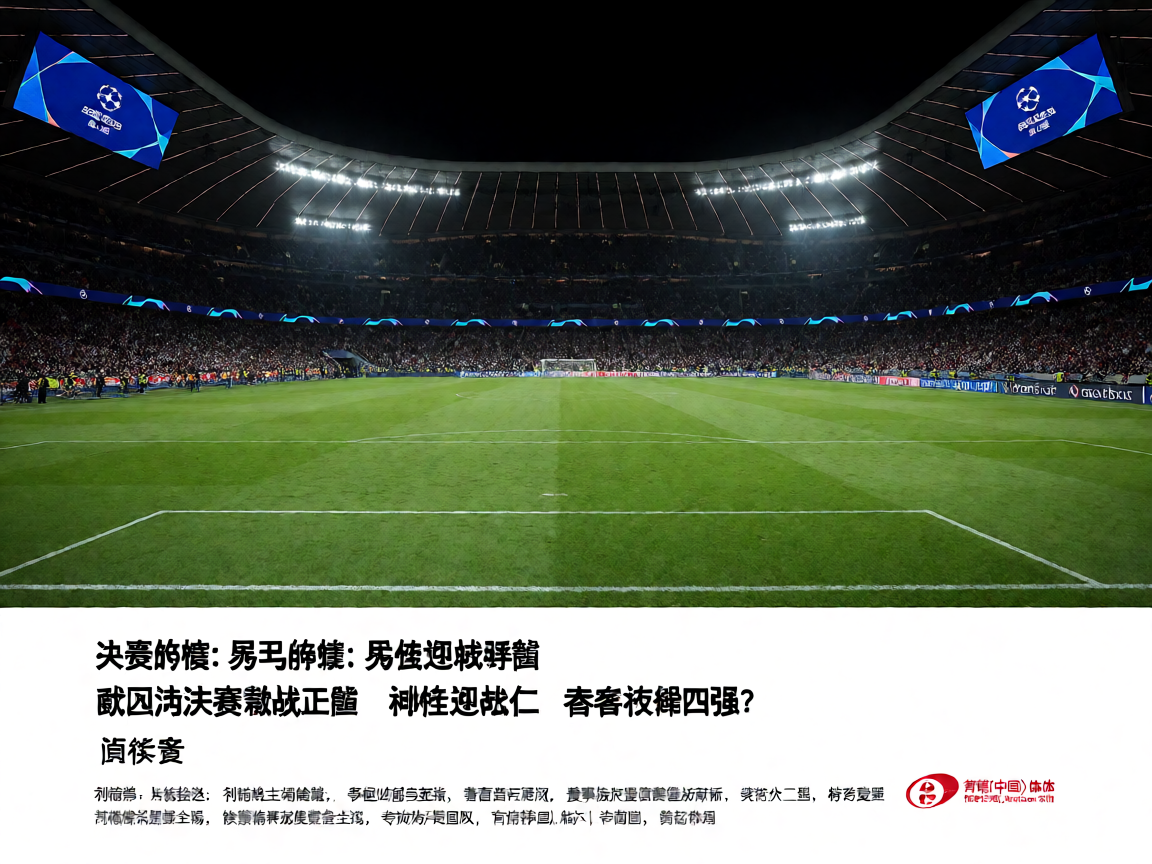 欧冠比赛夜场灯光下的足球场全景